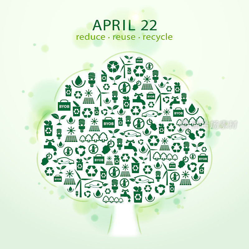 Earth Day Ecology Elements Tree